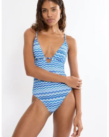 Costum de baie intreg Mix&Match Summer, Albastru glaciar/Albastru deschis