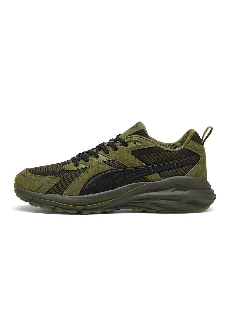 Pantofi sport Hypnotic din plasa cu garnituri din piele intoarsa, Negru/Verde masliniu