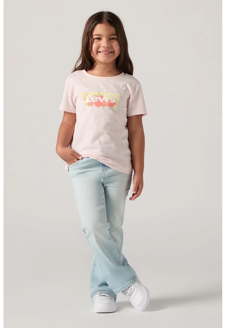 Tricou cu imprimeu logo frontal Strawberry Batwing, Roz deschis