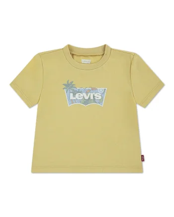 Tricou din amestec de bumbac cu logo, Galben murdar