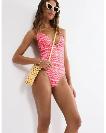 Costum de baie intreg Mix&Match Summer, Portocaliu/Fucsia/Roz pal
