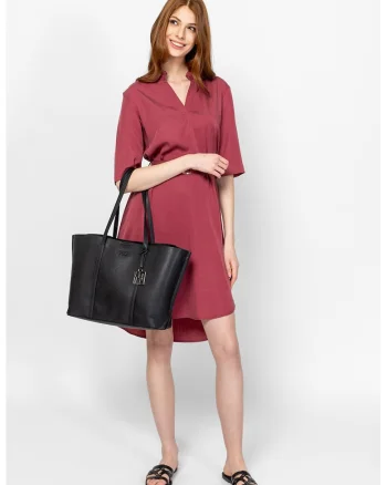 Rochie asimetrica cu decolteu in V Voncil, Rosu stins