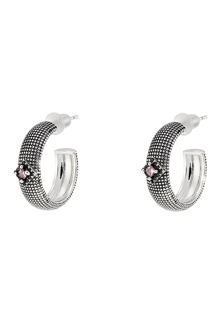Cercei cu pietre zirconia Natrix, Negru/Argintiu
