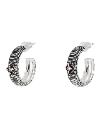 Cercei cu pietre zirconia Natrix, Negru/Argintiu