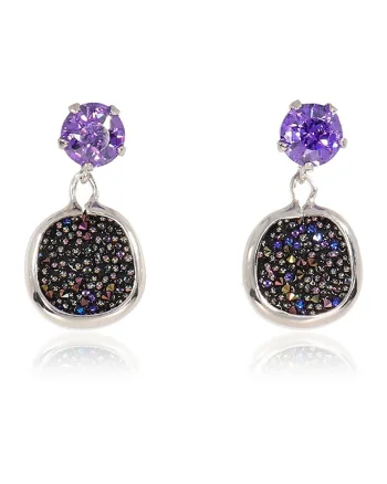Cercei drop din argint 925 decorati cu zirconia Antoinette, Argintiu