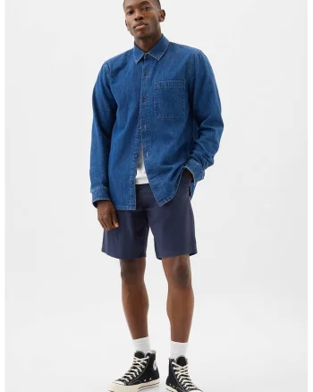 Pantaloni scurti chino cu buzunare, Bleumarin