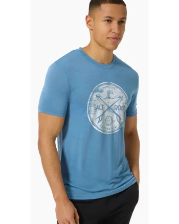 Tricou barbati cu merino SN-SUPERNATURAL M SALT & ROCK TEE, Albastru