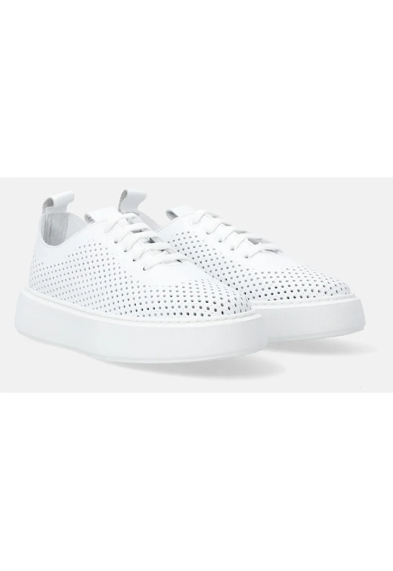 Pantofi sport din piel cu partea superioara perforata