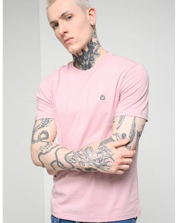 Tricou regular fit cu decolteu la baza gatului, Roz prafuit