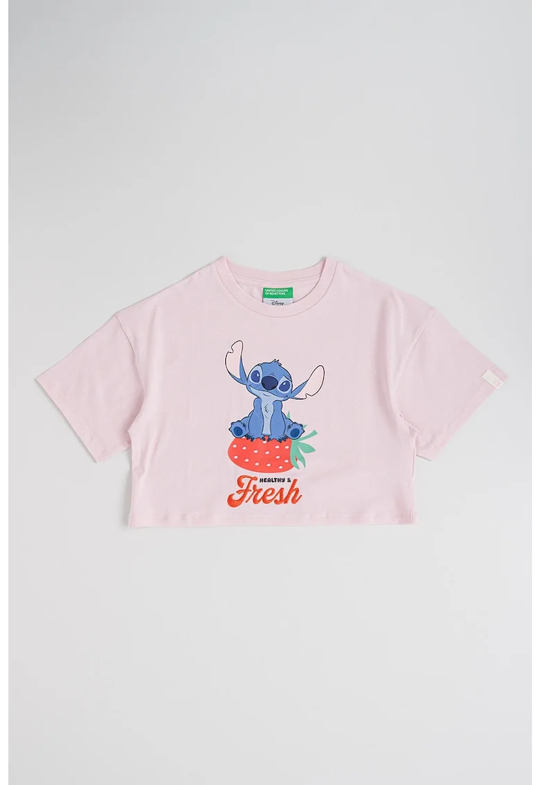 Tricou cu imprimeu cu Stitch, Rosu/Roz pastel/Albastru