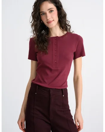 Tricou cu decolteu barcuta, Violet tyrian