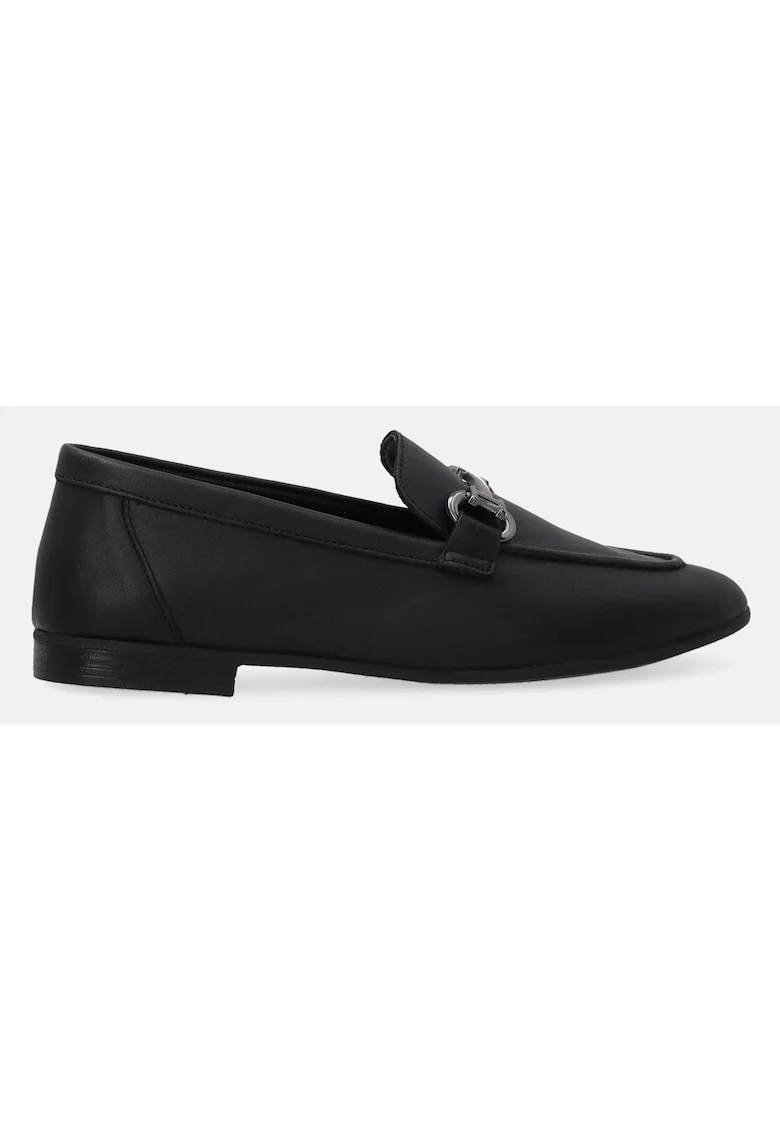 Pantofi loafer din piele uni cu detaliu metalic