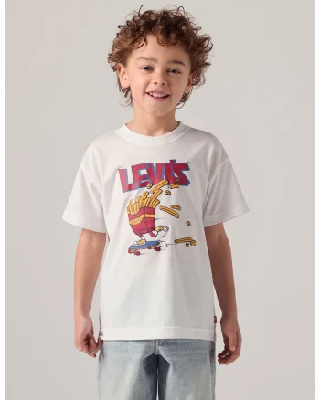 Tricou lejer cu imprimeu grafic Fries on the, Alb optic