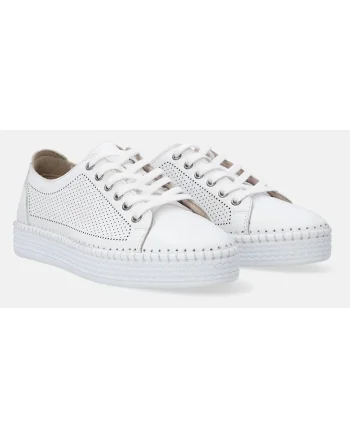 Pantofi sport din piele cu perforatii si sireturi