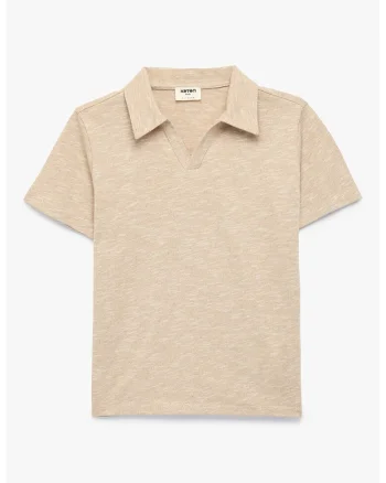 Tricou polo din amestec de bumbac, Bej melange