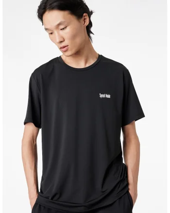 Tricou lejer cu imprimeu pe spate, Negru