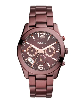 Ceas cu functii multiple si doua fuse orare Perfect Boyfriend, Rosu Bordeaux metalizat