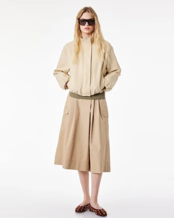 Pantaloni culotte din bumbac cu croiala cargo, Bej deschis