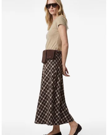 Tricou slim fit cu decolteu la baza gatului, Maro nisip