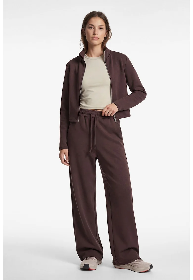 Pantaloni drepti de trening cu talie inalta, Violet tyrian
