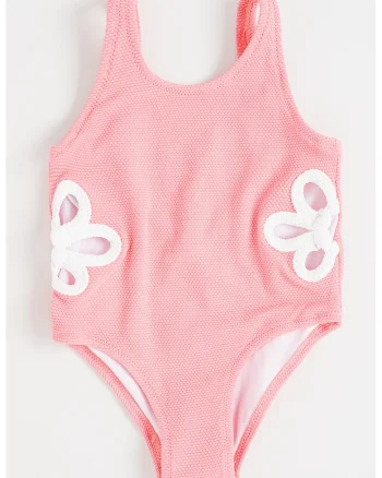 Costum de baie intreg cu decupaj in forma de U, Roz