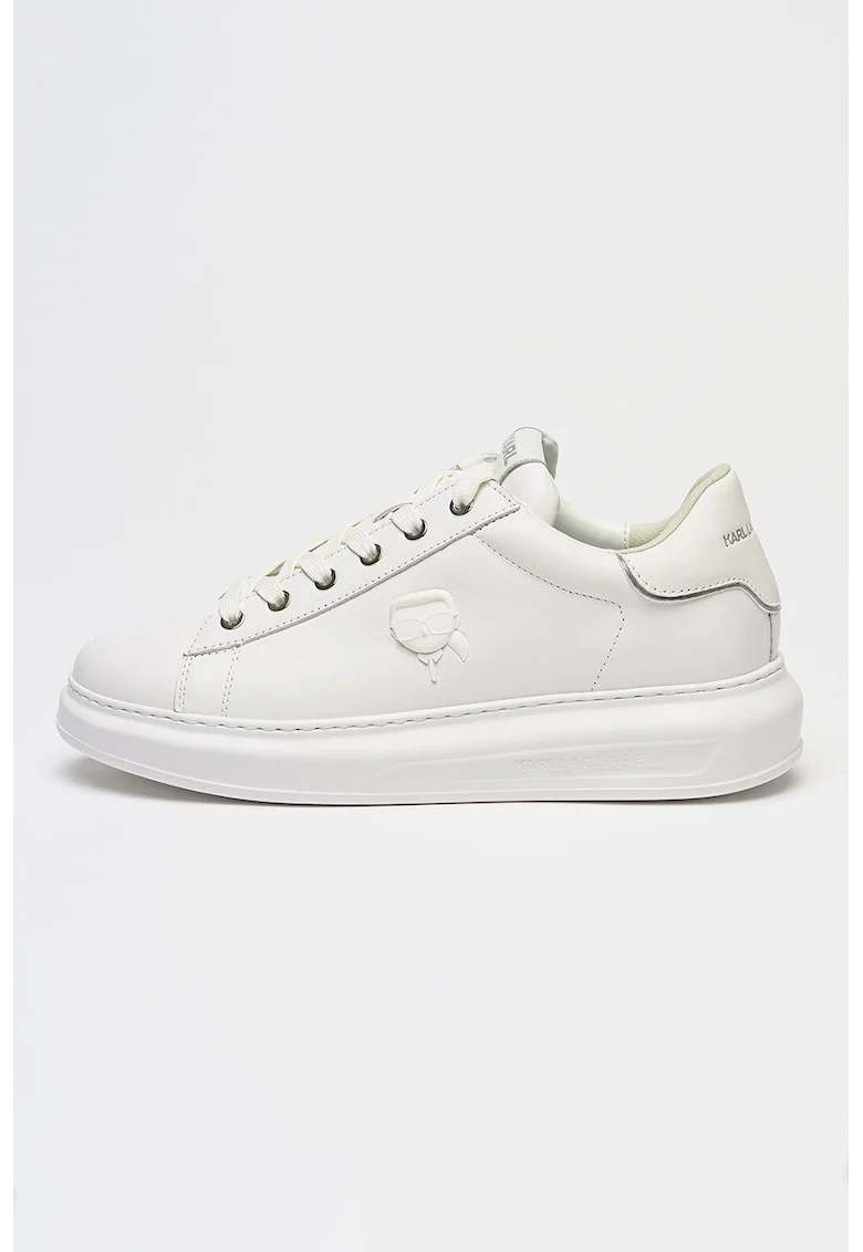 Pantofi sport din piele cu logo in relief Kapri, Alb optic