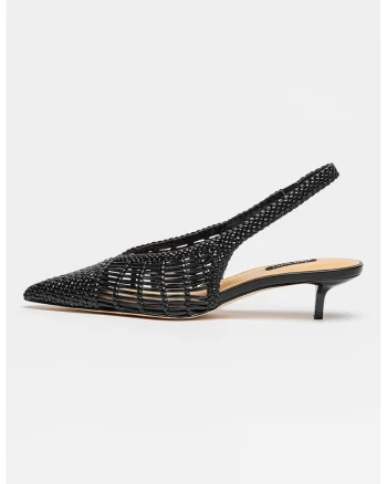 Pantofi slingback cu aspect impletit Edela, Negru