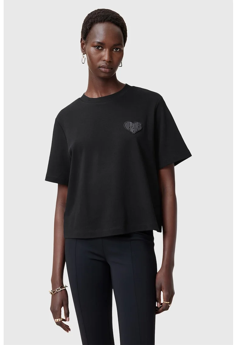 Tricou lejer cu decolteu la baza gatului Lover Lisa, Negru stins