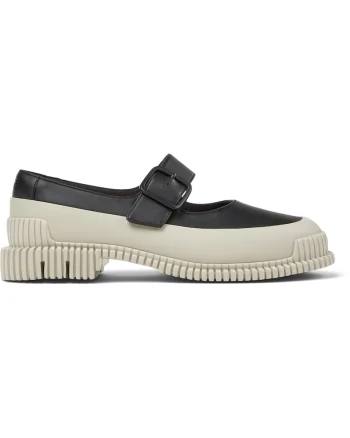 Pantofi Mary Jane din piele cu aspect masiv Pix 232570, Negru/Bej