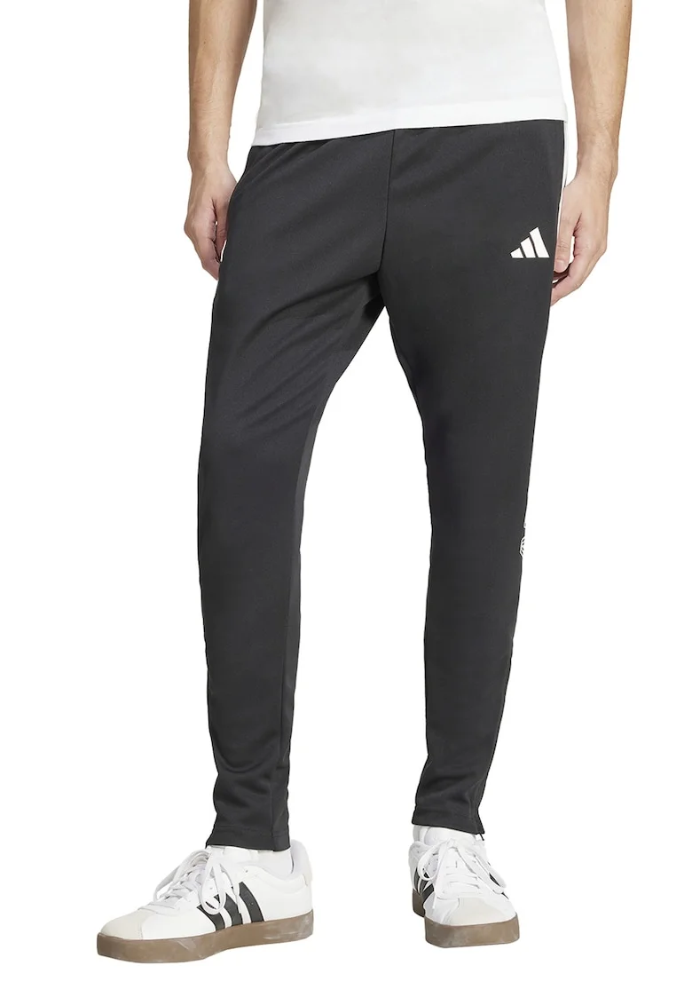 Pantaloni conici de trening cu imprimeu logo Tiro, Alb/Negru