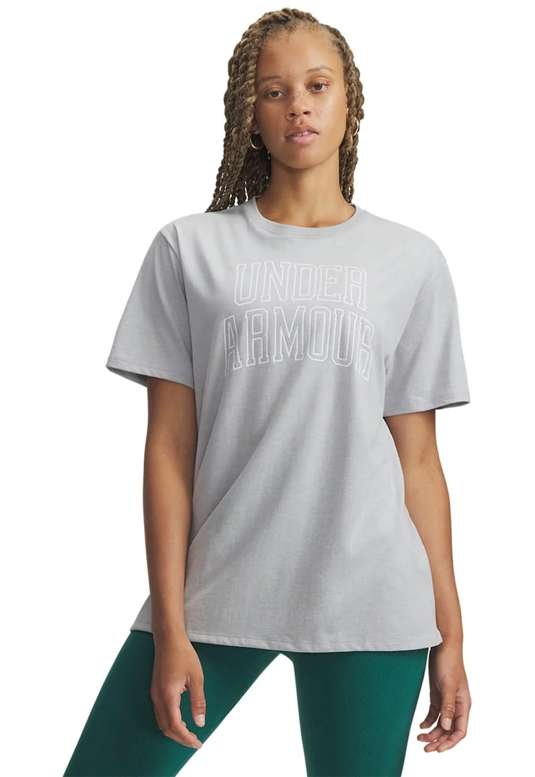 Tricou supradimensionat cu imprimeu logo Rival OS Campus, Alb optic/Gri deschis melange