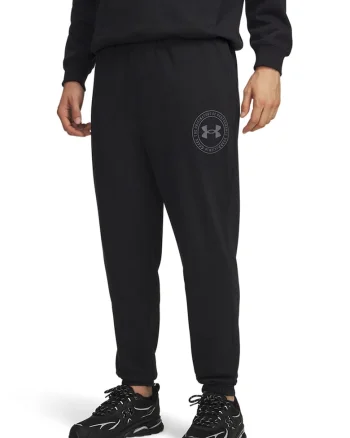 Pantaloni de trening din amestec de bumbac cu croiala conica Rival, Negru