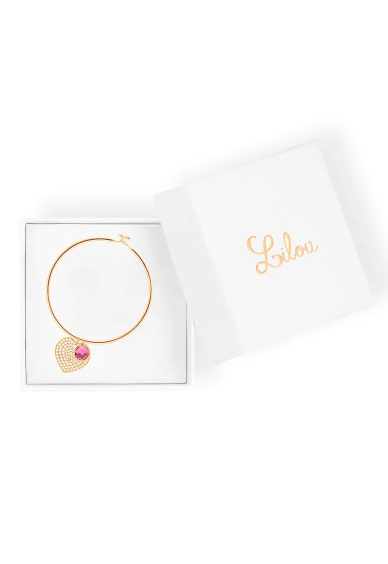 Bratara rigida cu talismane, placata cu aur 18K In Love