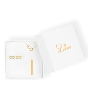 Set de colier cu design in Y si cercei, placat cu aur 18K, Infinity