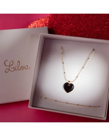Set de colier cu pandantiv si bratara placate cu aur 18K Love is love