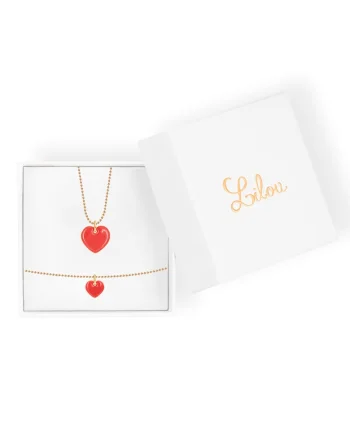 Set de colier si bratara placate cu aur 18 k Love is red