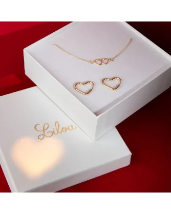 Set de colier si cercei cu motive in forma de inimioara Hearts