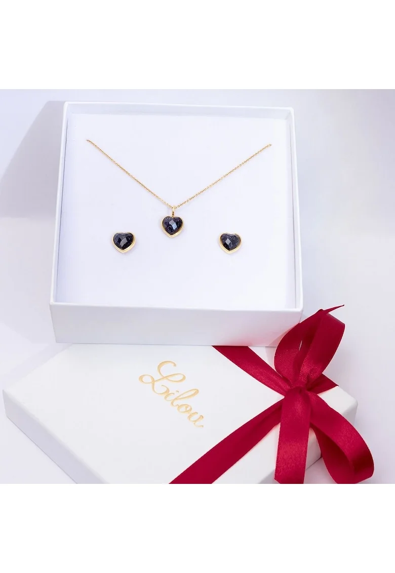 Set de colier cu pandantiv si cercei, placate cu aur 18K Mini Icons