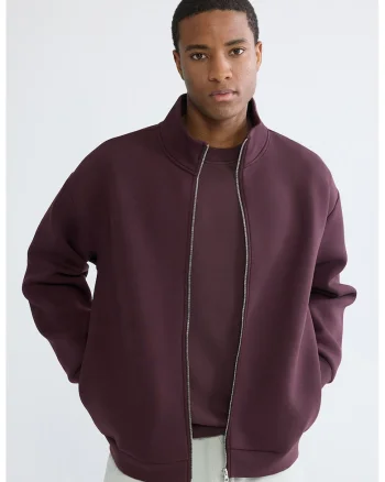 Bluza de trening cu fermoar si maneci cazute, Violet tyrian