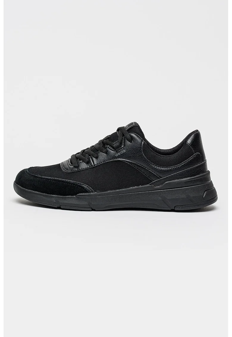 Pantofi sport Vittour din plasa cu insertii din piele, Negru