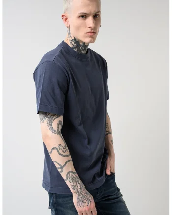 Tricou uni de bumbac organic, Albastru indigo