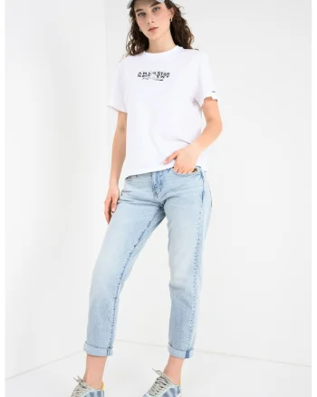 Blugi boyfriend cu talie joasa Kate, Albastru deschis