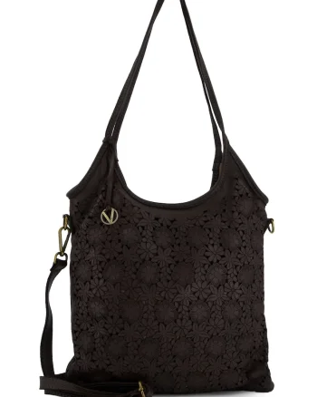 Geanta tote cu model floral, Maro