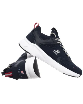 Pantofi sport cu insertii din material textil, Bleumarin