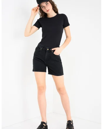 Tricou slim fit din amestec de bumbac organic, Negru