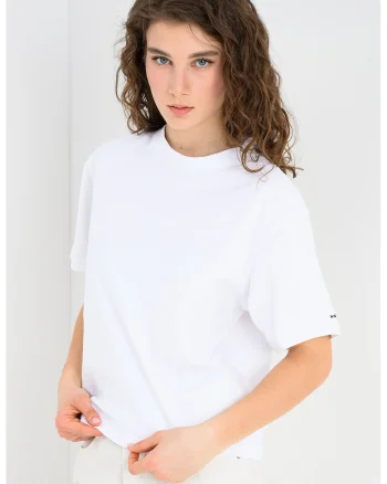 Tricou uni din bumbac organic, Alb optic