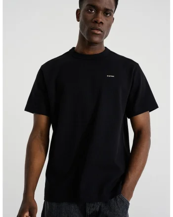 Tricou regular fit cu decolteu la baza gatului, Negru