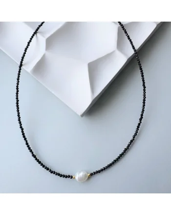 Colier din argint si pietre semipretioase Black Halo, Negru, Produsul este livrat in ambalaj personalizat.