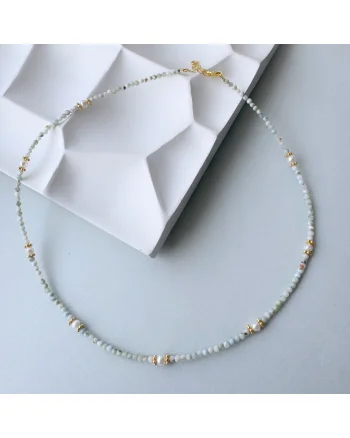 Colier din argint si pietre semipretioase Aqua Pearl, Turcoaz/ Auriu, Produsul este livrat in ambalaj personalizat.