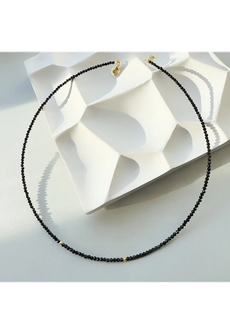 Colier din argint si pietre semipretioase Black Love, Negru, Produsul este livrat in ambalaj personalizat.